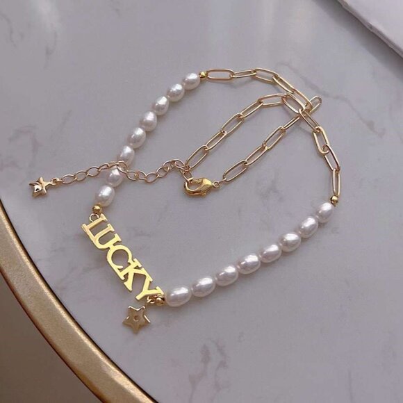 Lucky 18K Gold-Plated Freshwater Pearl Necklace - Picture 3 of 3